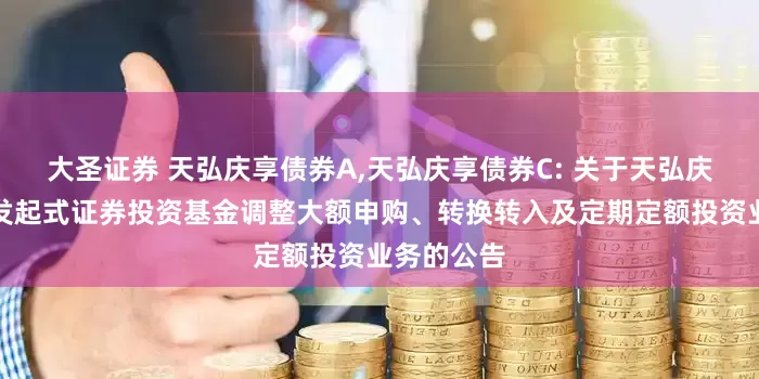 大圣证券 天弘庆享债券A,天弘庆享债券C: 关于天弘庆享债券型发起式证券投资基金调整大额申购、转换转入及定期定额投资业务的公告