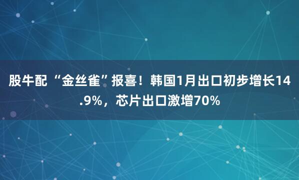 股牛配 “金丝雀”报喜！韩国1月出口初步增长14.9%，芯片出口激增70%